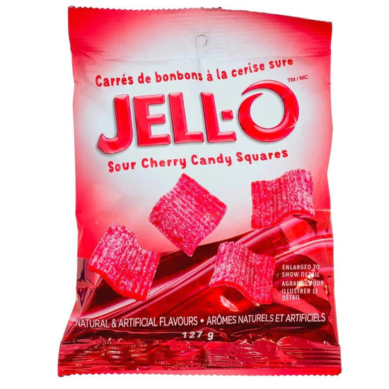 Jell-O Sour Cherry Candy Squares 127g