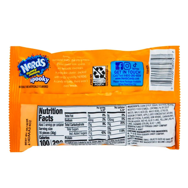 Nerds Spooky Clusters – Bonbons croquants et tendres, sac de 3 oz